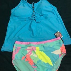 NWT - HALTER TOP SET - TROPICAL TANKINI - SIZE XL